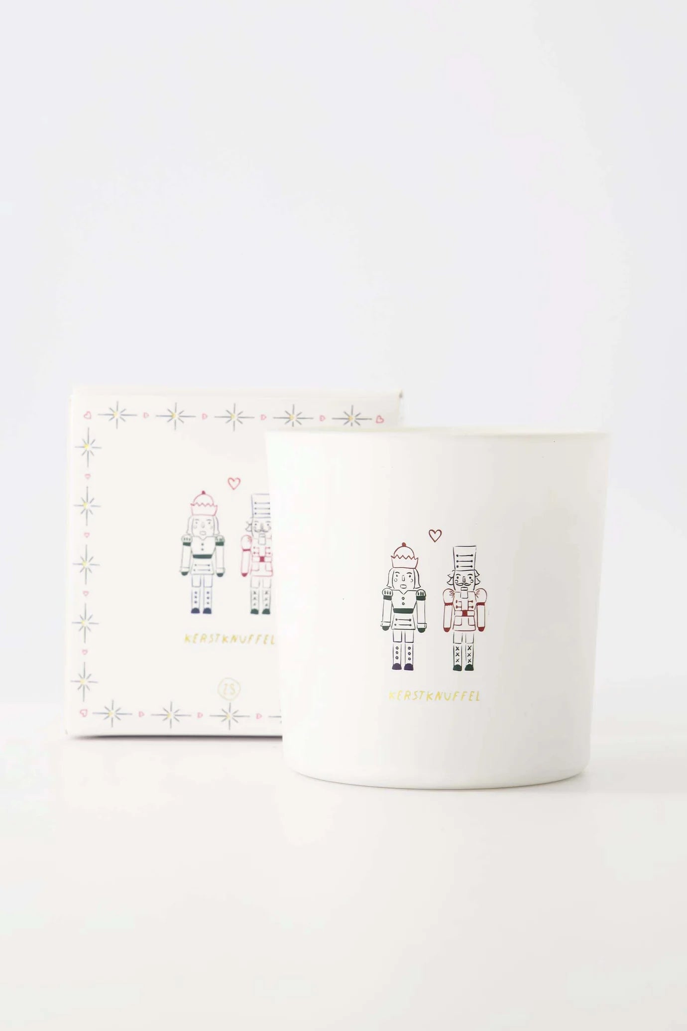 Zusss geurkaars glas in doosje notenkrakers kerstknuffel wit