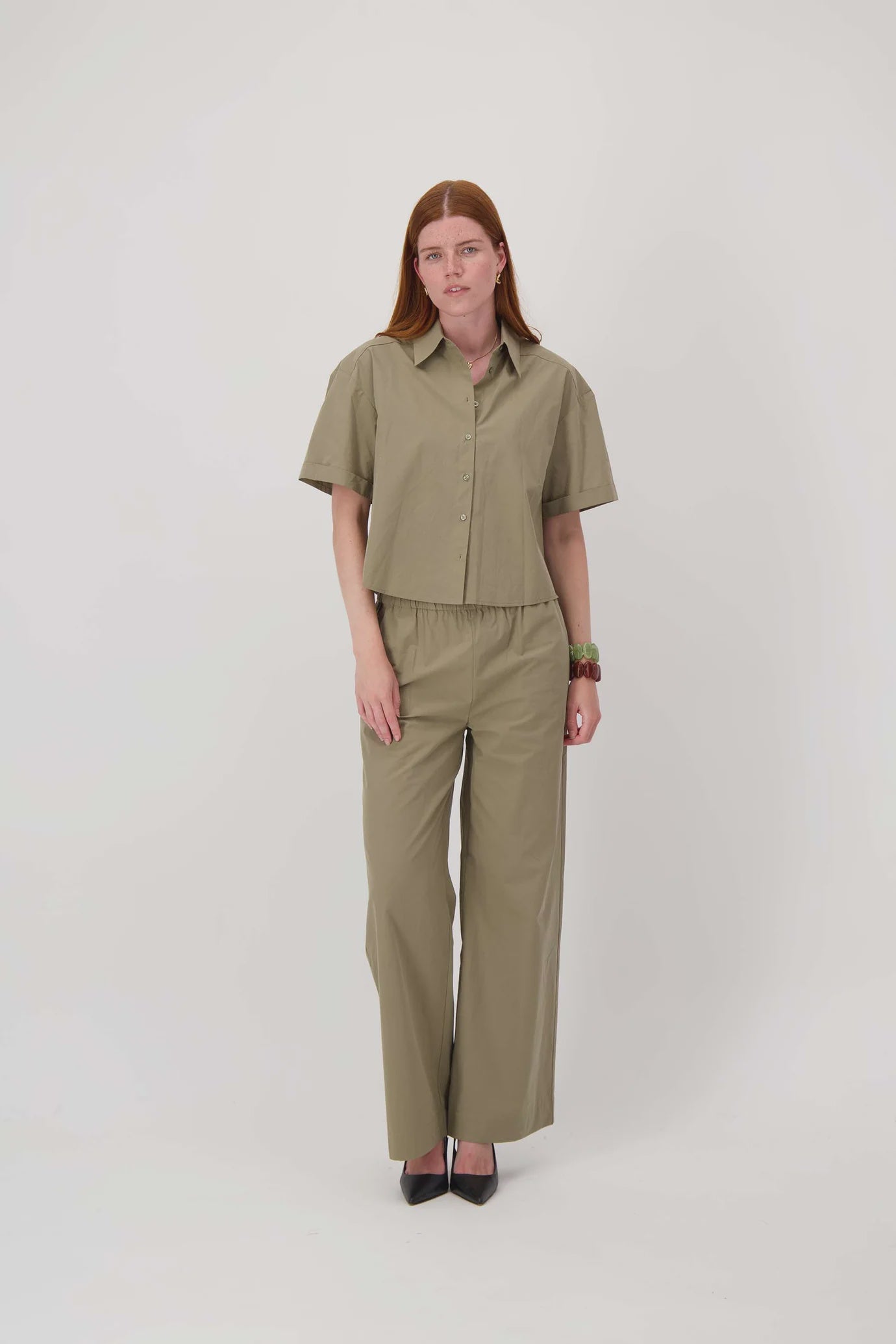 Zusss poplin broek wijd model