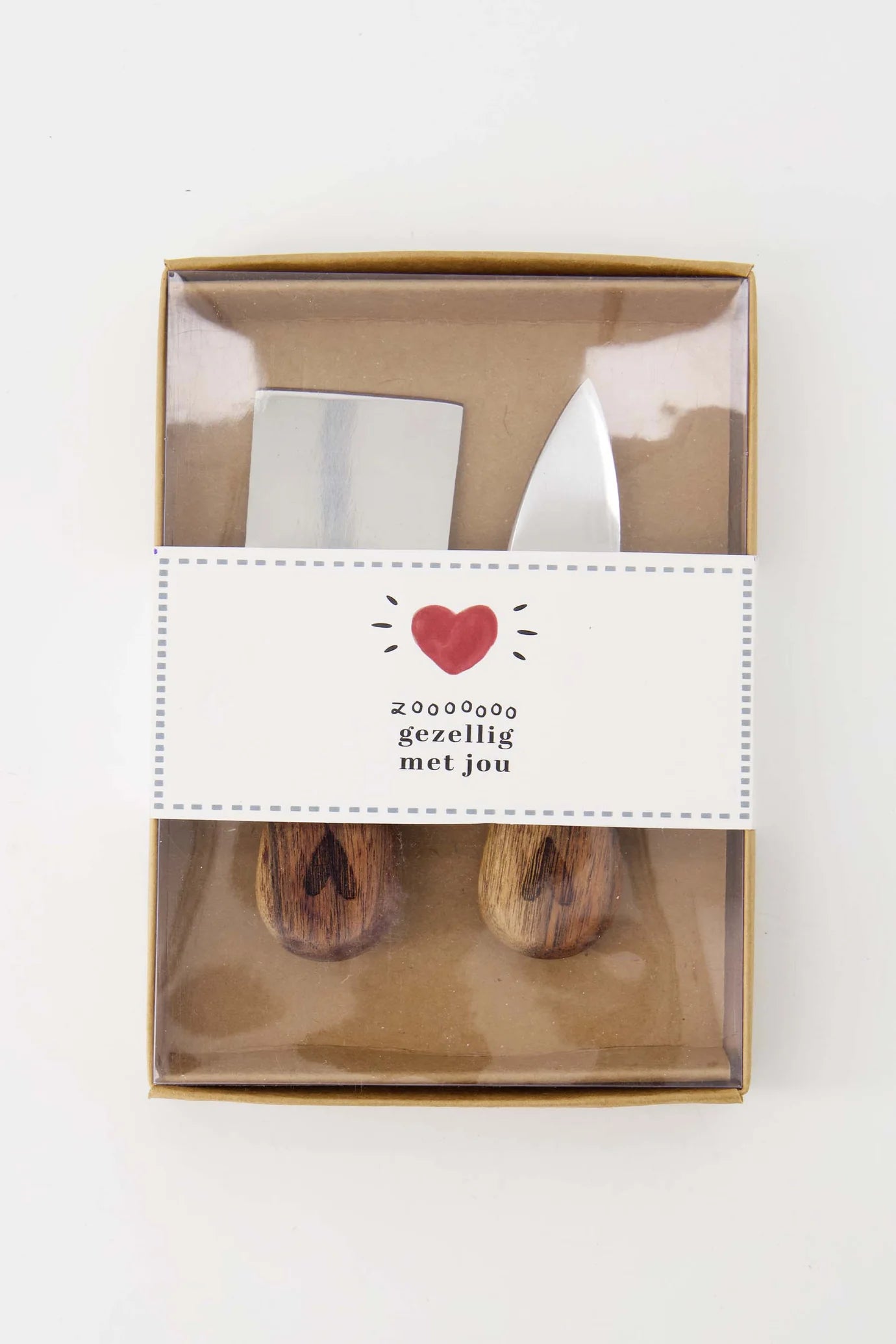 Zusss set van 2 kaasmesjes in doosje gezellig